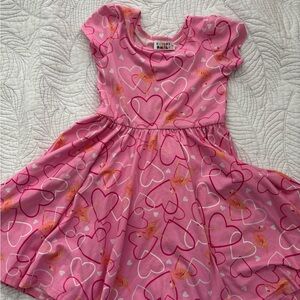 Dot Dot Smile Pink Flamingo Heart Twirl Dress